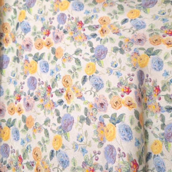 Zara women's large cream floral satin midi hi-low a-line skirt - Picture 7 of 9